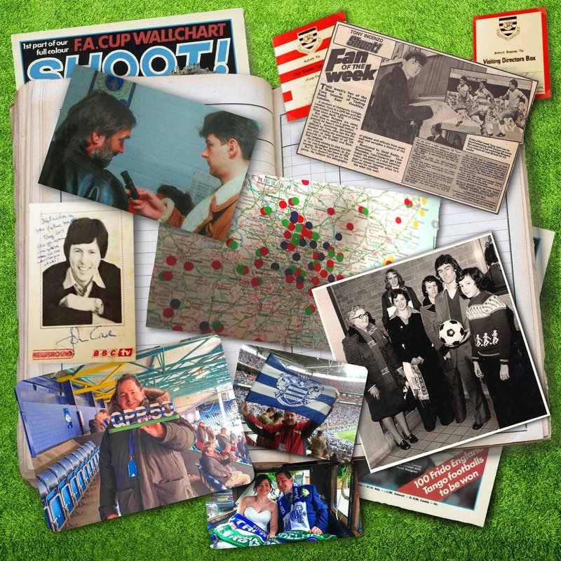 A compilation image featuring different photographs of football groundhopper Tony Incenzo