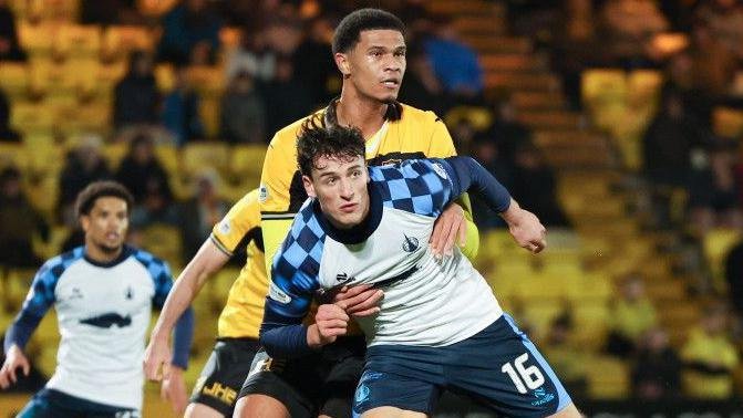 Falkirk's Barney Stewart and Livingston's Brooklyn Kabongolo