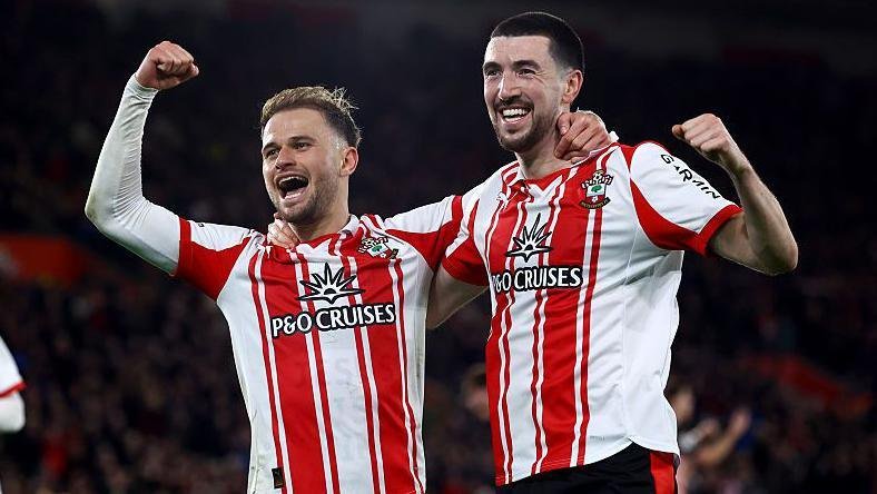 Leo Scienza and Finn Azaz celebrate a Southampton goal 