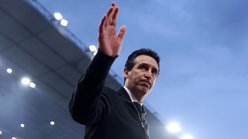 Unai Emery, Manager of Aston Villa, gestures as he walks out of the tunnel prior to the UEFA Europa League 2025/26 Quarter-Final Leg Two match between Aston Villa FC and Bologna FC 1909 