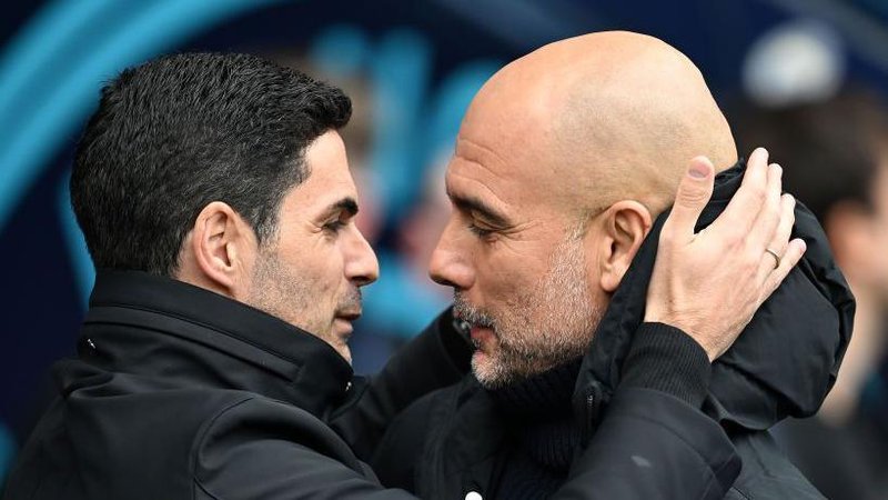 Man City manager Pep Guardiola and Arsenal boss Mikel Arteta