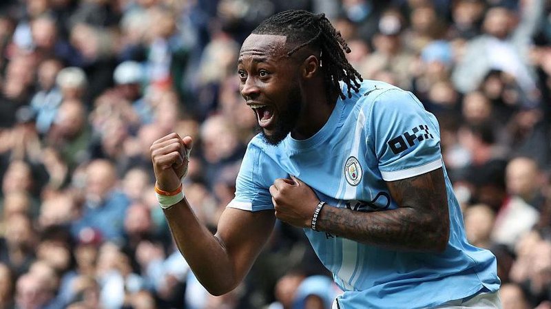 Semenyo celebrates after scoring for City in their FA Cup sixth-round win over Liverpool