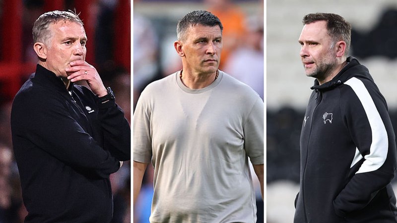 Wrexham boss Phil Parkinson (left), Hull City manager Sergej JakiroviÄ (centre) and Derby County head coach John Eustace (right)