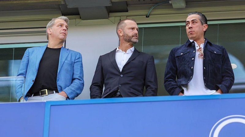 Todd Boehly co-owner of Chelsea FC with Sporting Director Paul Winstanley and fellow co-owner Behdad Eghbali 