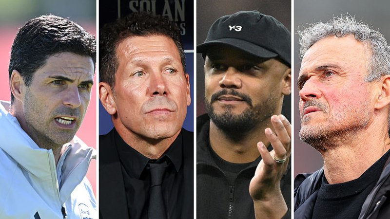 Arsenal manager Mikel Arteta, Atletico Madrid manager Diego Simeone, Bayern Munich boss Vincent Kompany and PSG boss Luis Enrique.