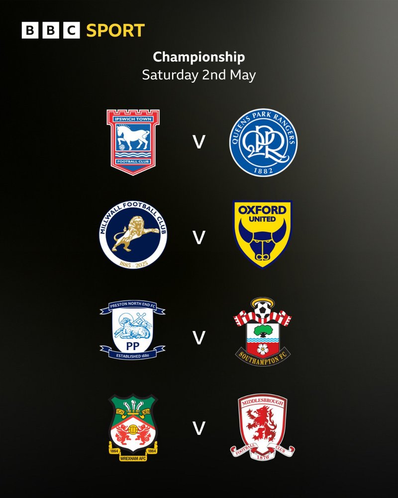 Championship final day fixtures list