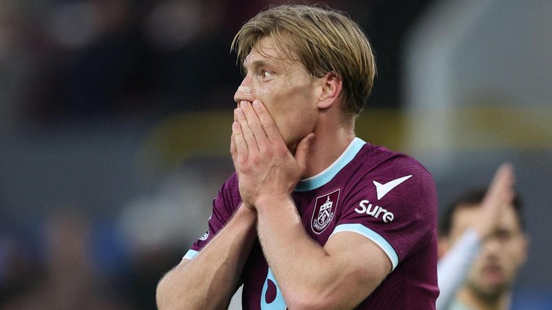 Burnley's Zian Flemming reacts after missing a chance during the game when they were relegated