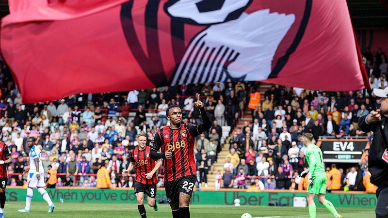 Junior Kroupi celebrates scoring for Bournemouth against Crystal Palace