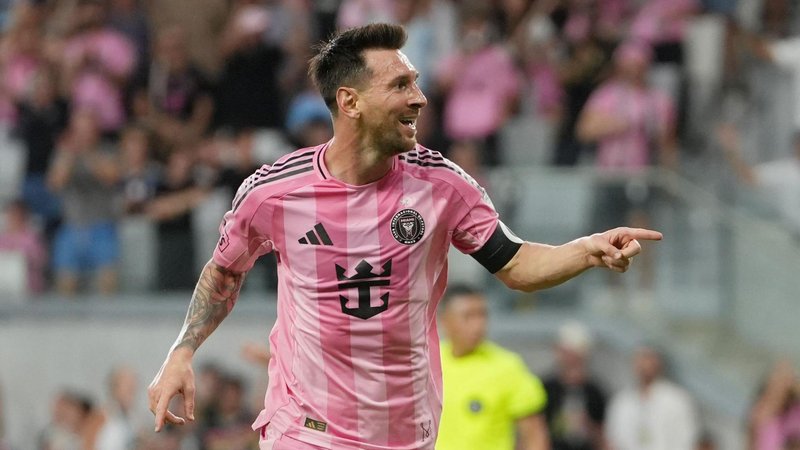 Inter Miami's Lionel Messi celebrates scoring in MLS