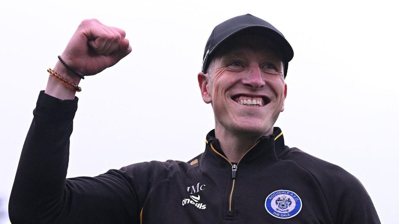 Jim McNulty celebrates for Rochdale