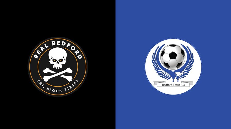 Real Bedford and Bedford Town badges