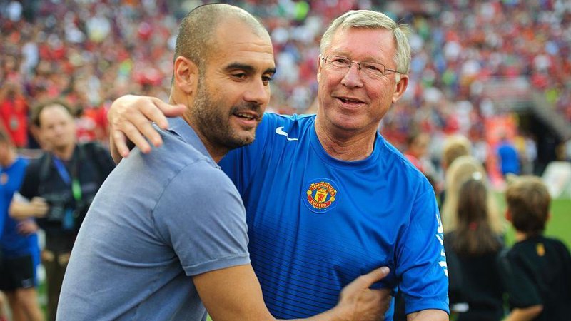 Pep Guardiola (left) and Sir Alex Ferguson, pictured when Barcelona played Manchester United in a pre-season friendly in July 2011