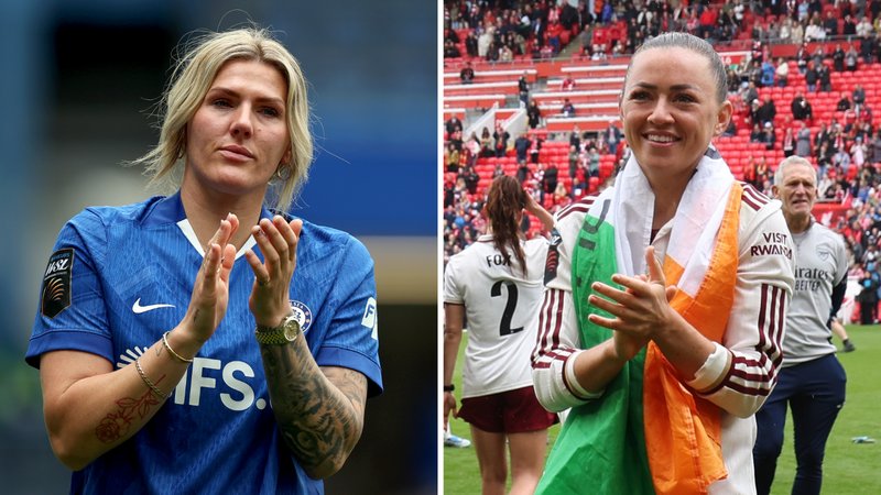 Millie Bright and Katie McCabe applaud their respective fans