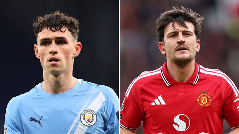A split picture of Phil Foden and Harry Maguire