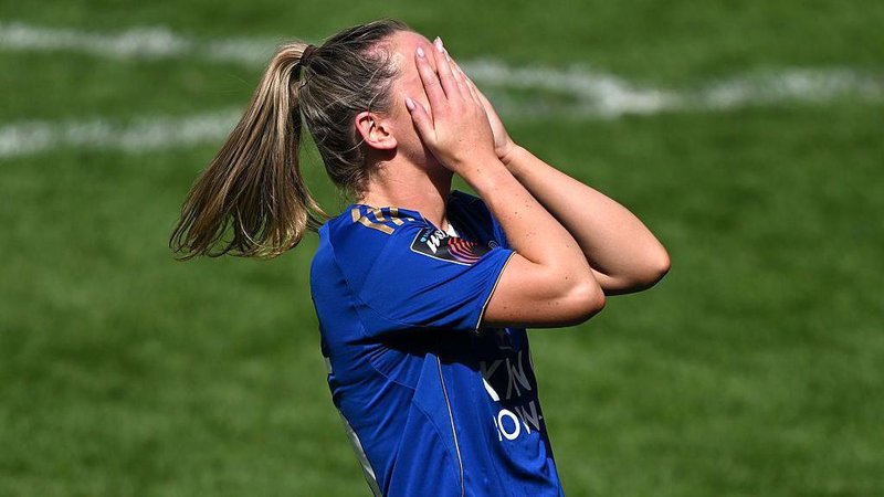 Leicester's Heather Payne reacts at full-time